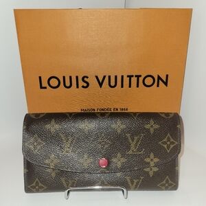 GUC Authentic Louis Vuitton, leather Emilie wallet, Red interior